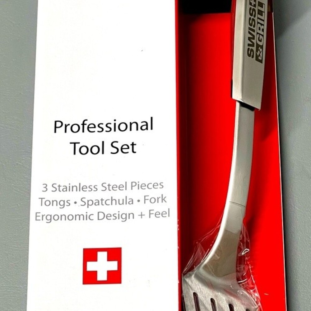 HEAVY DUTY STAINLESS GRILL BBQ TOOLS PROFESSIONAL GRADE SWISS GRILL-NIB